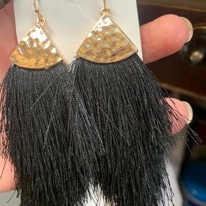 Black fringe earrings